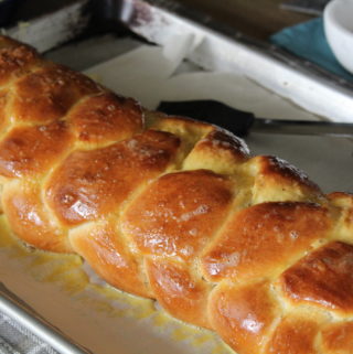 challah loaf on pan