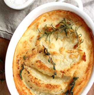 Broiled Golden Mashed Potatoes with Herbs and Serving Salt