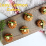salmon cakes on a cutting board