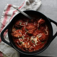 Pork and Beef Meatballs in a Dutch Oven