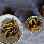 green beans pickled in mason jar