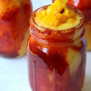 mangonada smoothie with tamarind straws