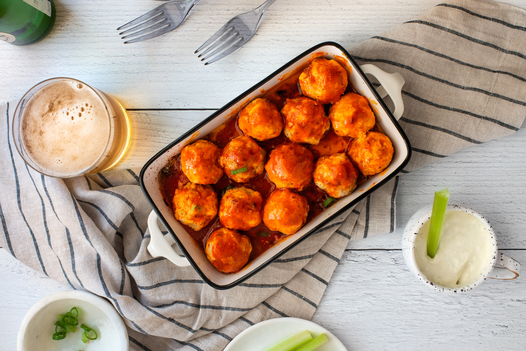 chicken meatballs with buffalo sauce