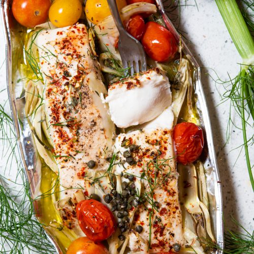 Halibut Foil Pack with White Wine Sauce The Frayed Apron