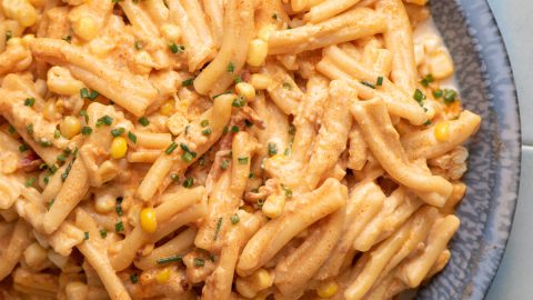 Cream Cheese Pasta with Bacon, Chives, and Corn | The Frayed Apron