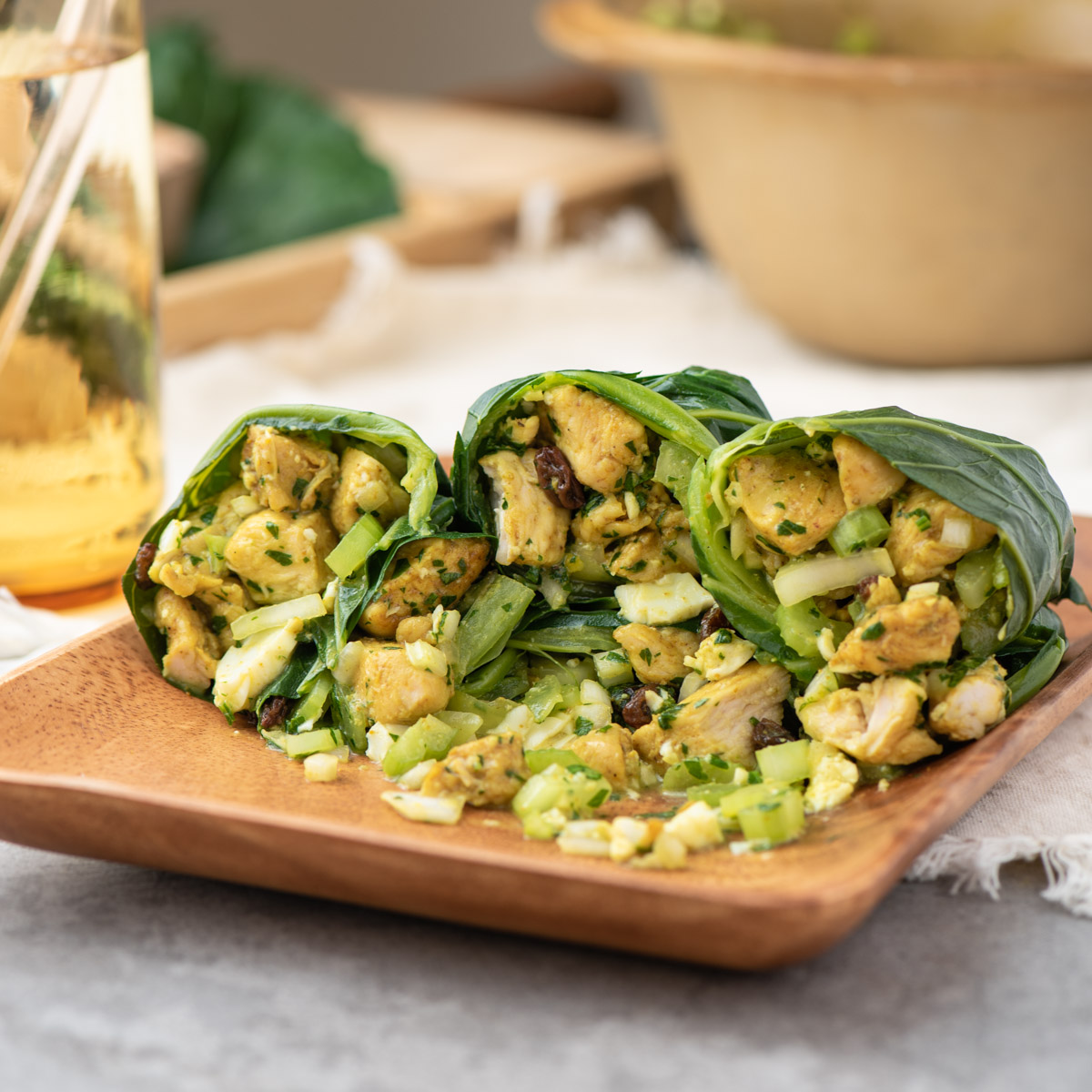 Curried Chicken Egg Salad in Collard Green Wraps The Frayed Apron
