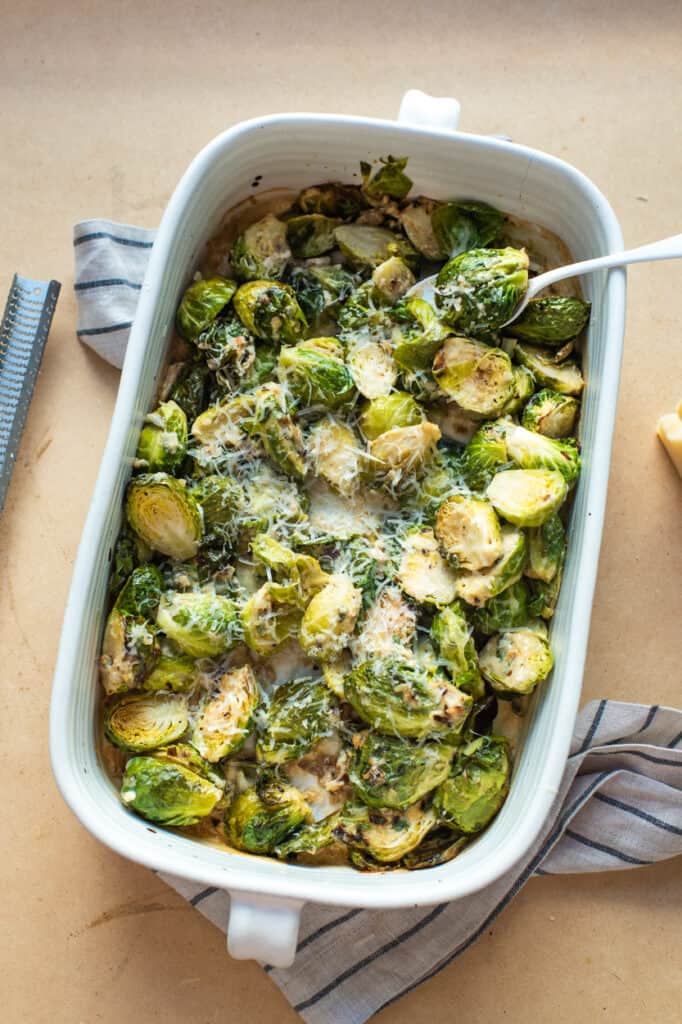 Simple Brussels Sprouts Au Gratin | The Frayed Apron