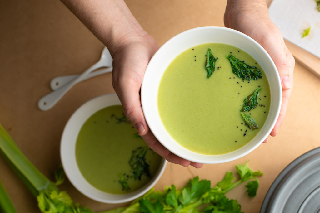 celery soup with celery leaves