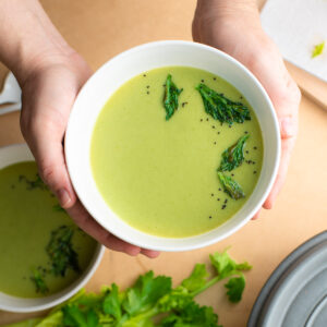 celery soup in a bowl