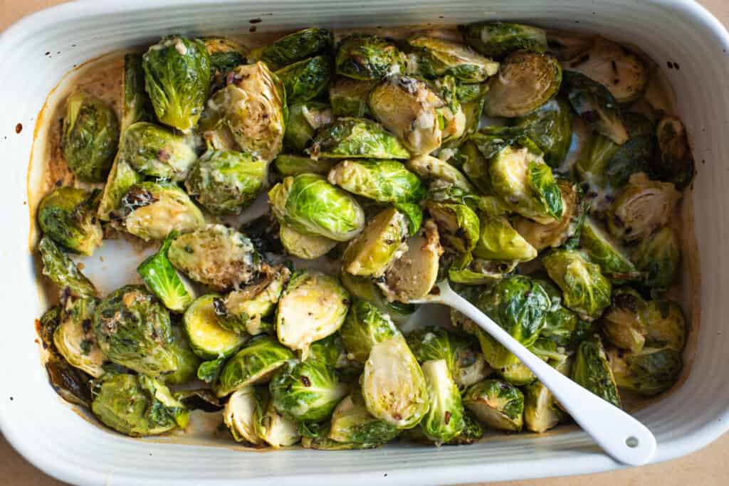 Roasted Brussels sprouts au gratin