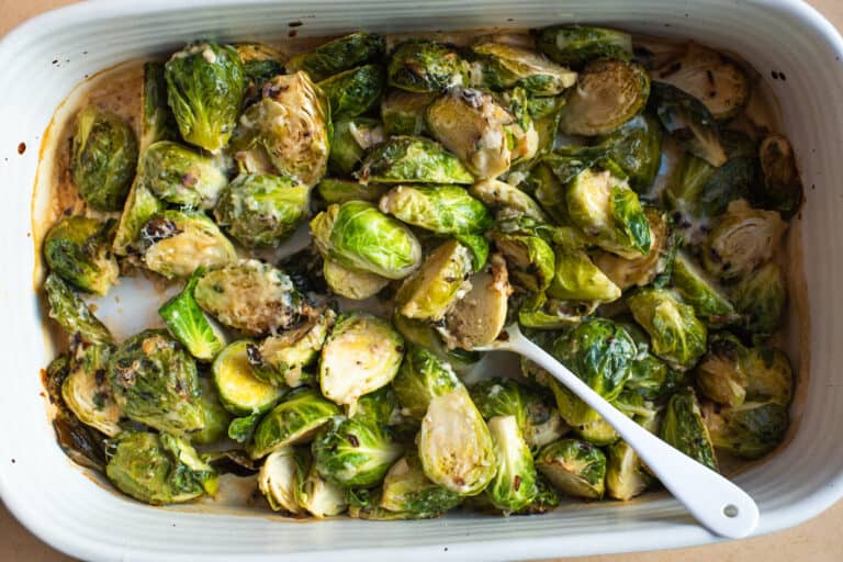 Simple Brussels Sprouts Au Gratin The Frayed Apron