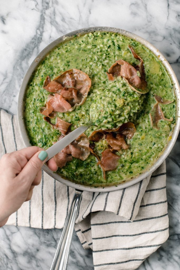 Spinach and Lemon Risotto with Crispy Prosciutto The Frayed Apron