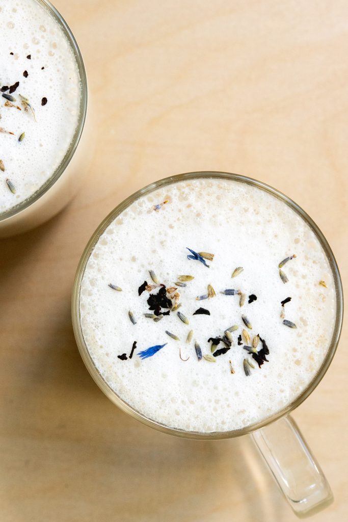 London Fog latte with lavender flowers