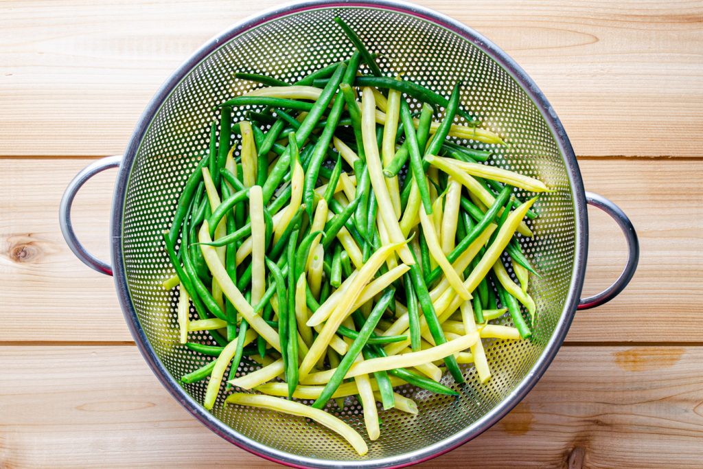 green beans boiled and strained in collander