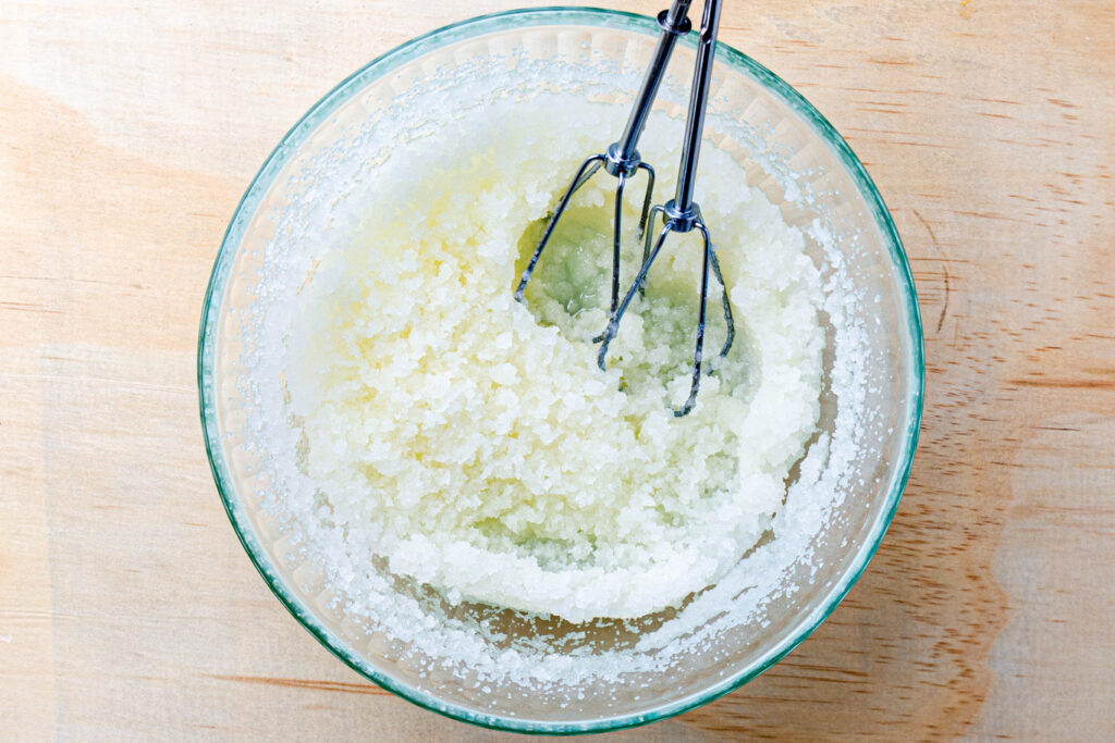 creamed sugar and oil in bowl