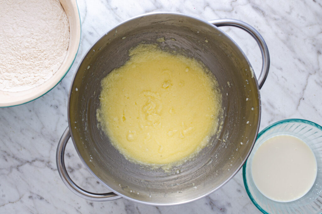 wet ingredients mixed in bowl