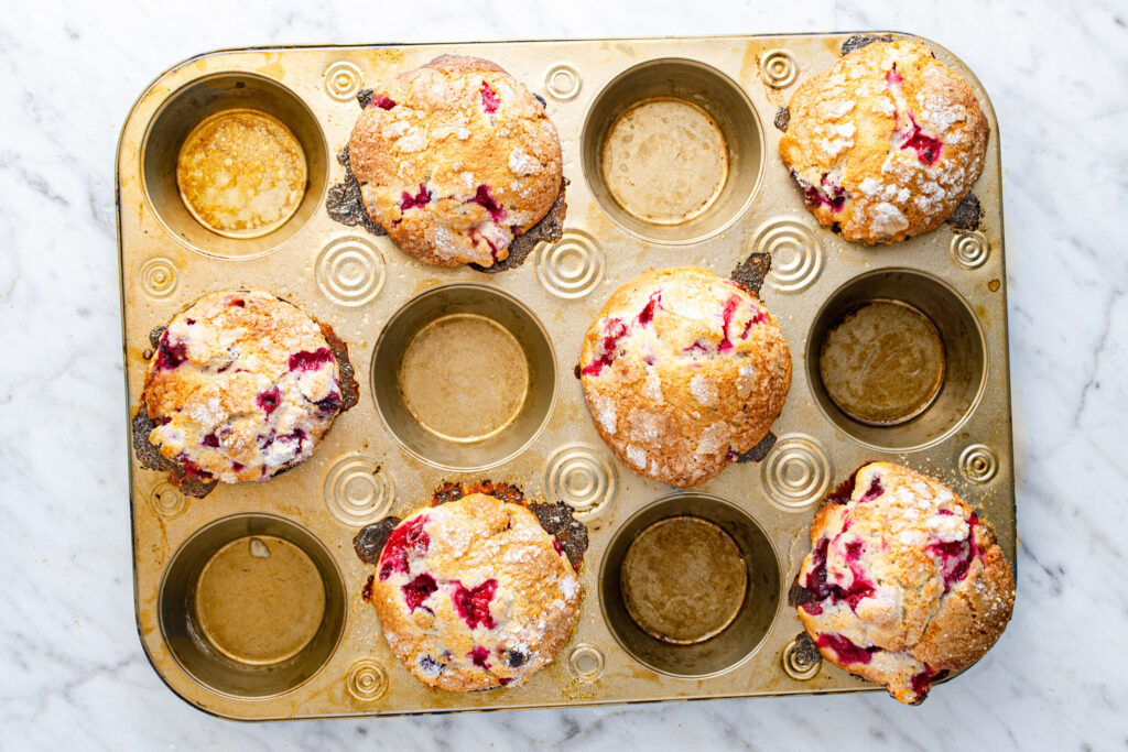 cranberry muffins baked in standard pan