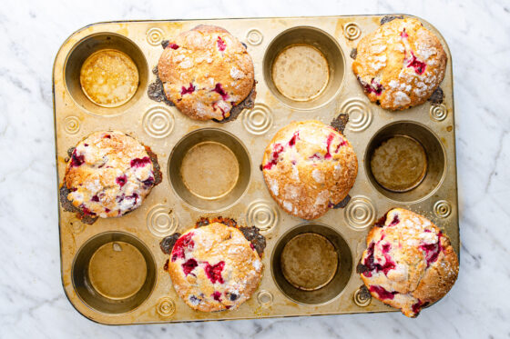 cranberry muffins baked in standard pan