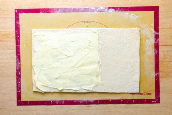 cold butter smeared over pastry dough