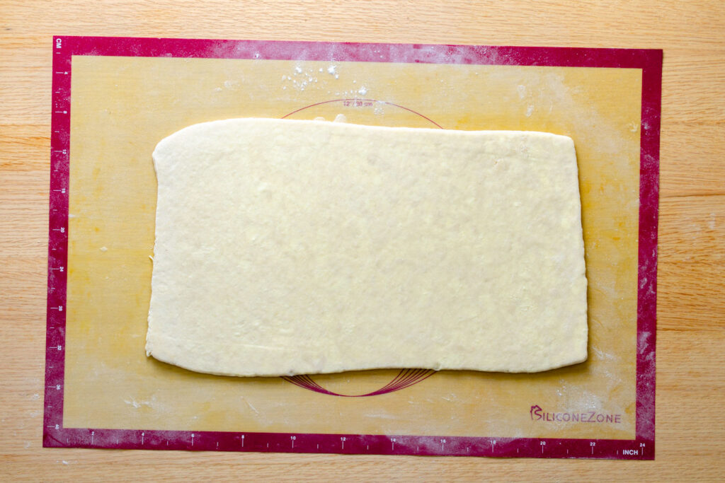 Danish pastry dough shaped into rectangle