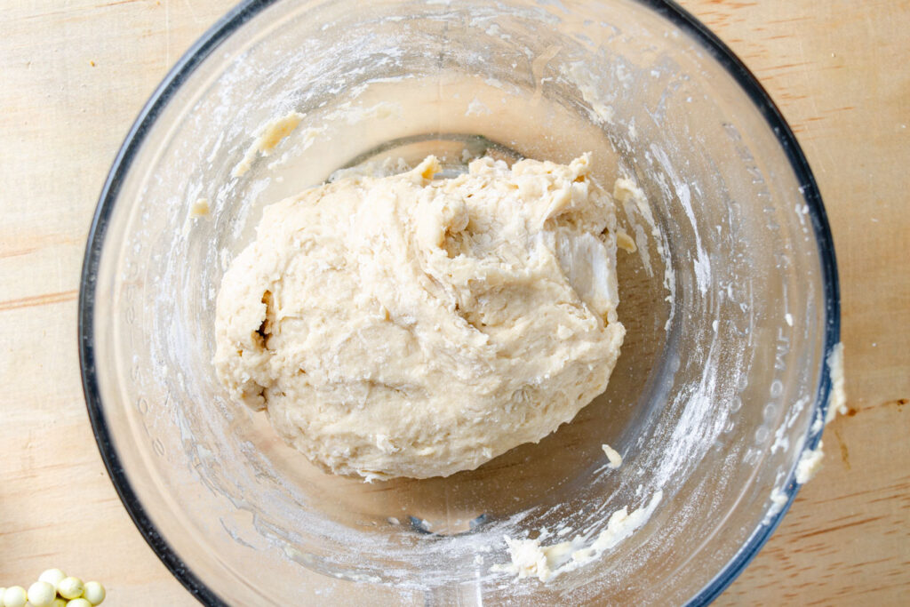 sticky dough in bowl