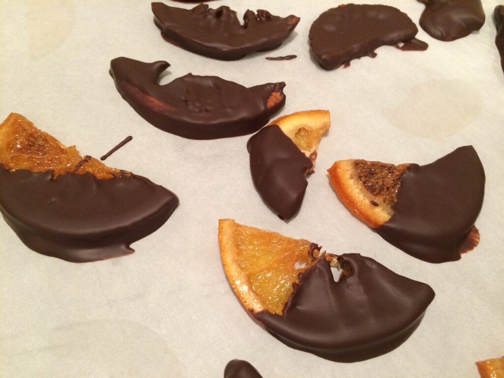 candied orange slices with chocolate