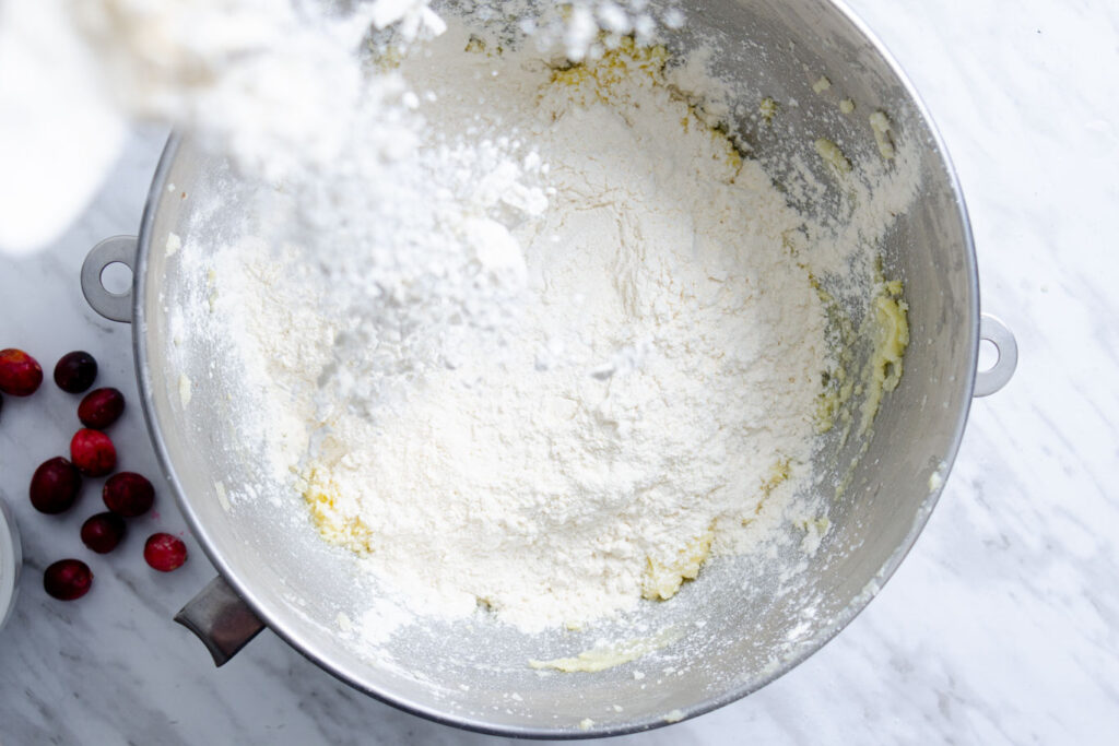 mixing in flour mixture