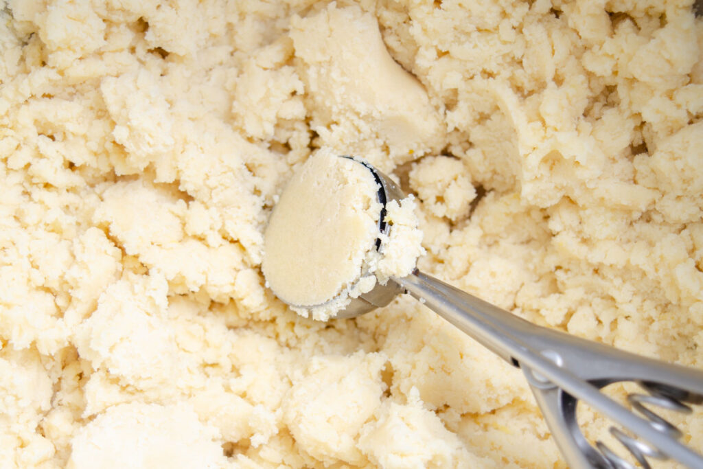 scooping cookie dough