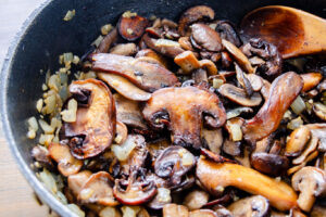 mushrooms browned in skillet