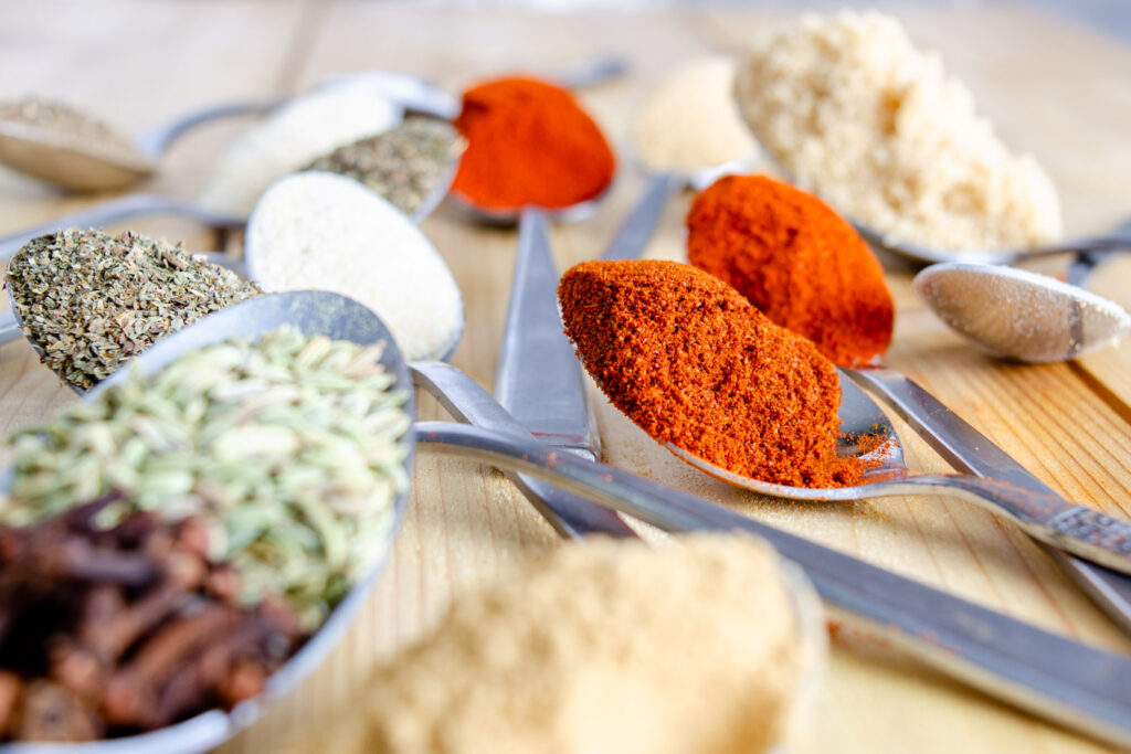 spices on spoons