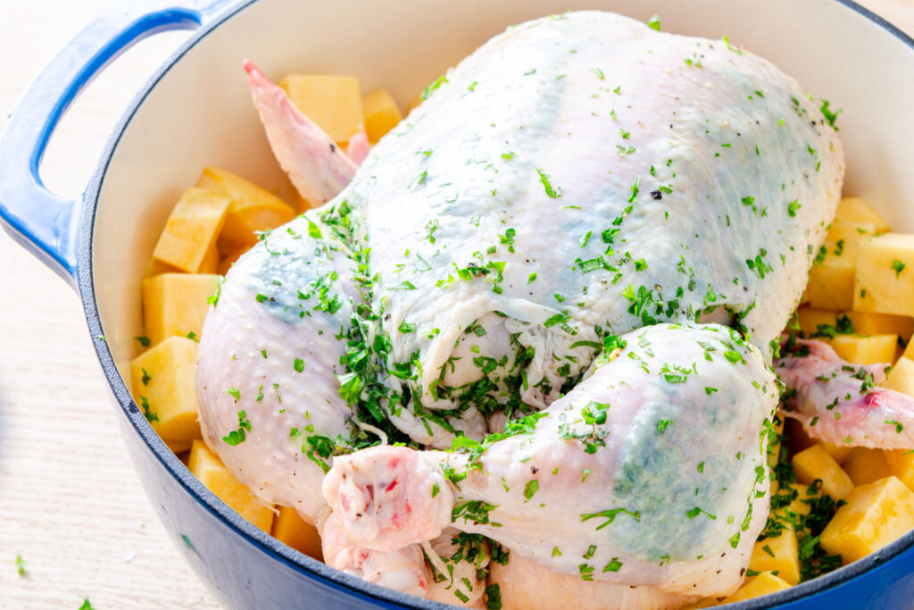 whole chicken trussed