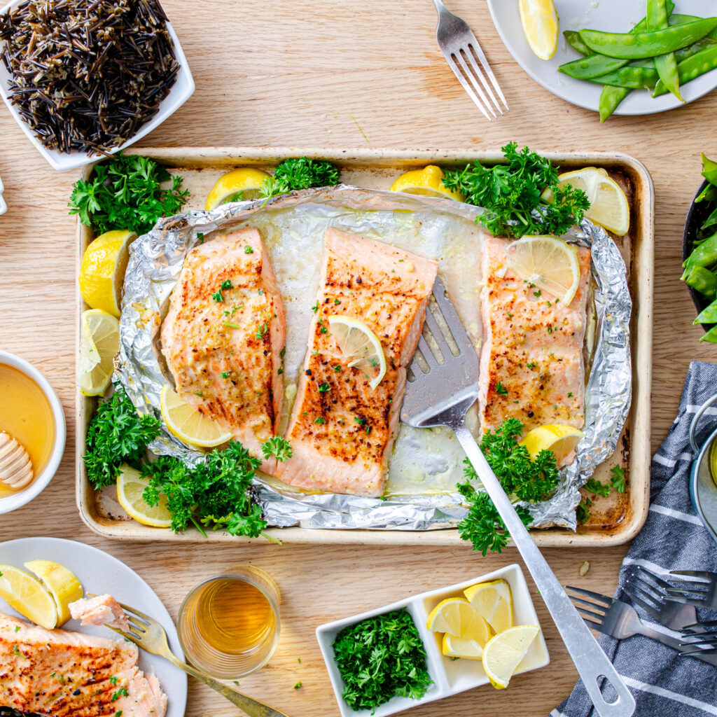 Broiled Salmon with Honey Mustard Glaze | The Frayed Apron