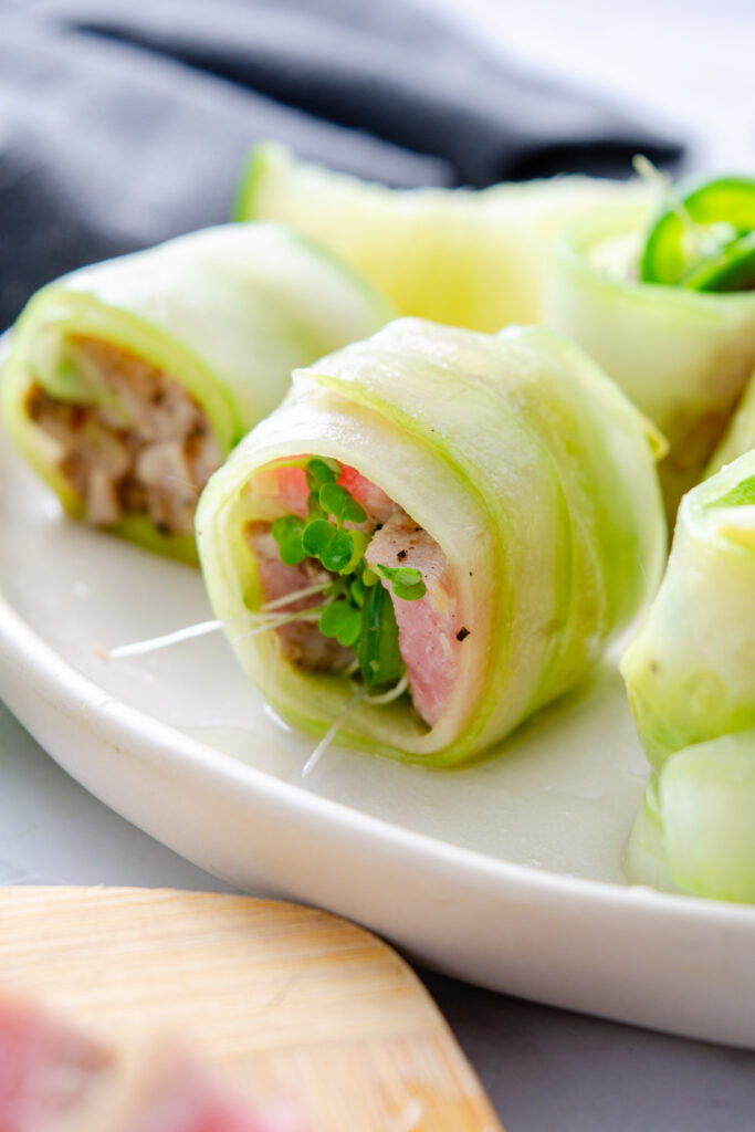 cucumber tuna avocado salad rolls