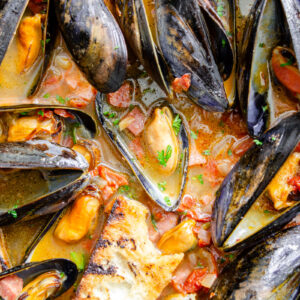 beer braised mussels