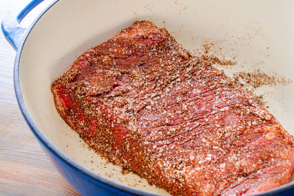 brisket rubbed with dry spices
