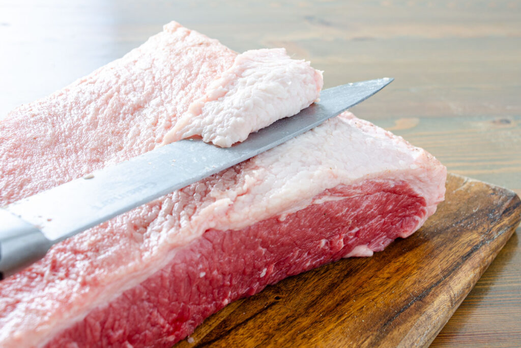 brisket cut in half and fat trimmed to 1/4 inch