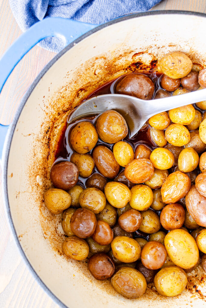 baby potatoes cooked in brisket juices