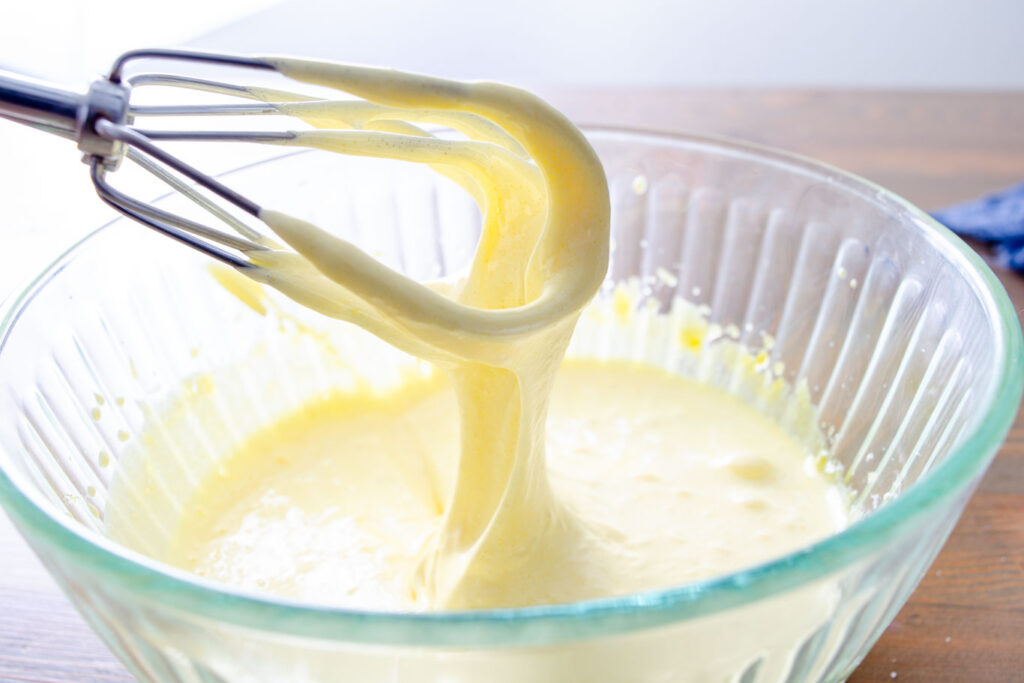 whisking the custard mixture