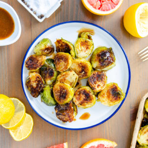 roasted brussels sprouts with citrus miso glaze