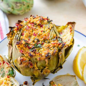 stuffed artichokes roasted with breadcrumb mixture