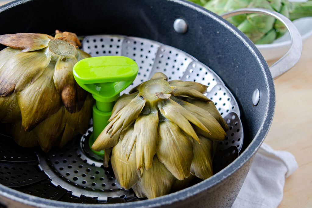 artichokes in steamer