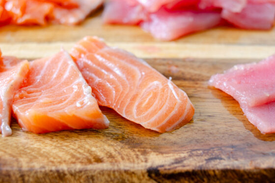 salmon and tuna sashimi