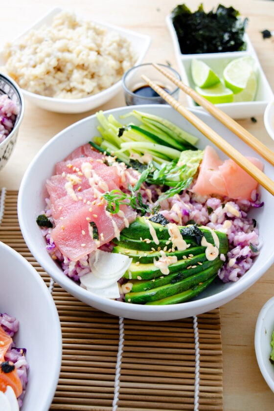 tuna sashimi sushi bowls