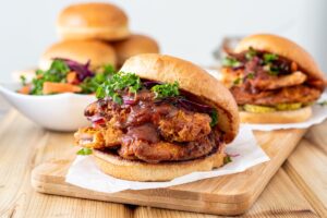 air fried chicken tender sandwich with sauce