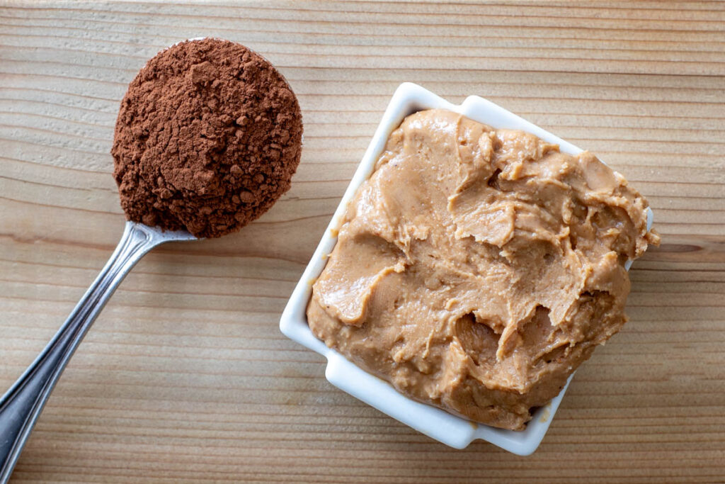 peanut butter and cocoa powder