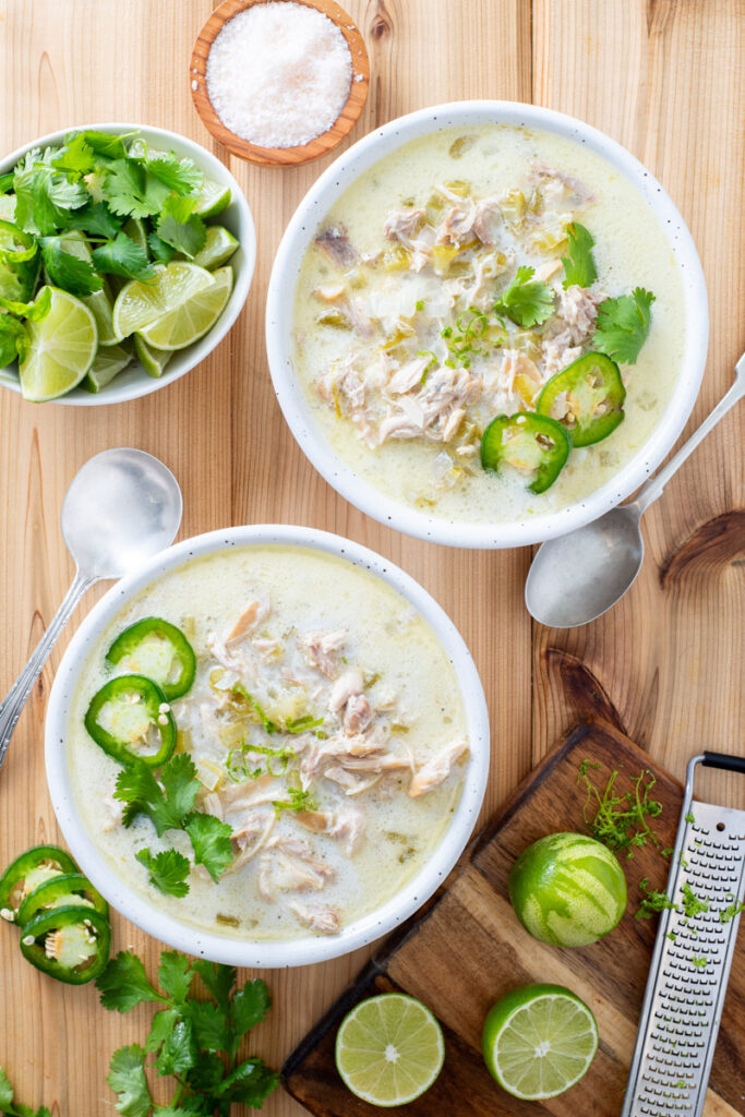 creamy chicken soup with fresh chiles