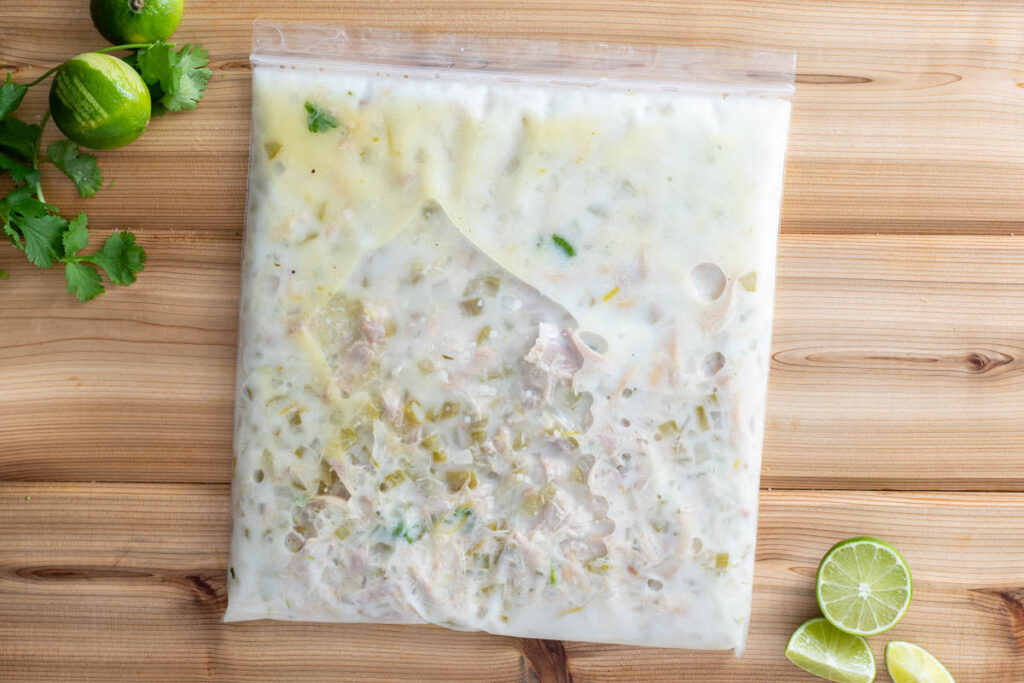 freezer meal prep chicken soup in bag